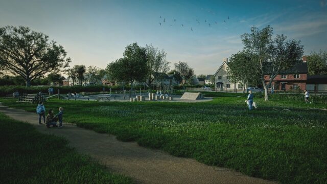 Housing and play area resized